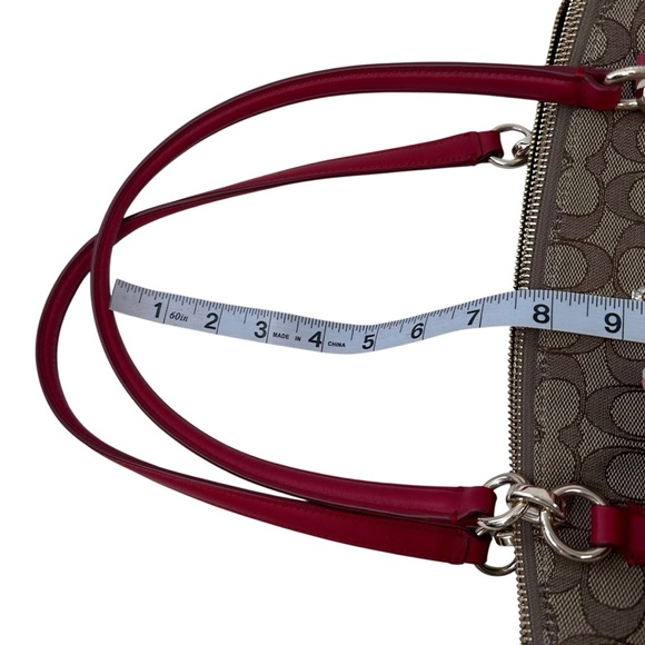 Coach Christie Carryall Double Zip Logo Bag Red Tan - Picture 16 of 16